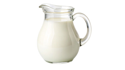 Elegant Milk Pitcher glass jug of fresh milk isolated on transparent background