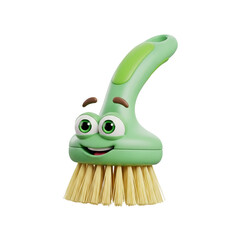 Cute Green Cleaning Brush Character