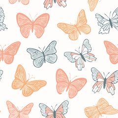 Fototapeta premium Butterfly Pattern – Hand Drawn Vector Illustration