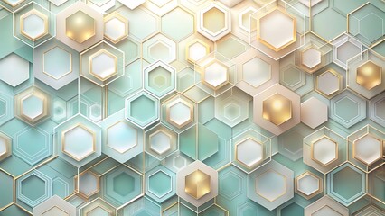 Hexagonal shapes create a modern geometric pattern