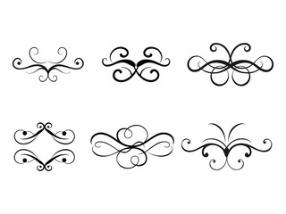 Set of elegant black and white decorative swirls and flourishes