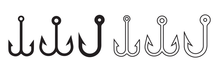 Fishing hook silhouette vector illustration. Fishing hook logo silhouette symbol.