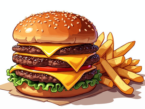 smash burger combo meal featuring a double smashed burger with thin, crispy-edged patties, melted cheese oozing between layers