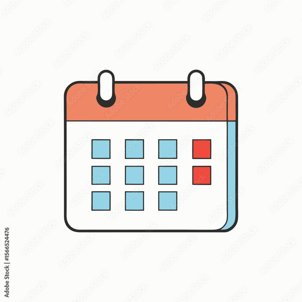 Poster vector art of calendar icon with marked dates, isolated on white background