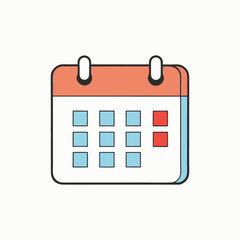 Vector art of calendar icon with marked dates, isolated on white background