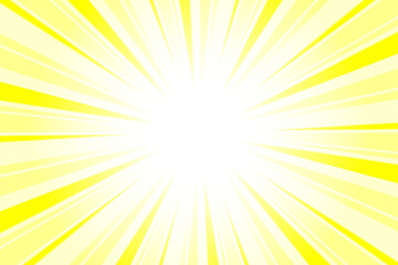 Sunburst Background. Summer Backdrop. Radius Cartoon Pattern Abstract Background. Bright Yellow Rays Vector Illustration.
