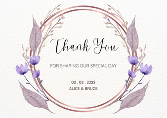 Floral and Water color Thankyou card