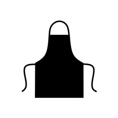 Simple black silhouette of a kitchen apron in vector format. Minimalist flat icon, perfect for food industry, restaurant, or culinary-themed graphic design use