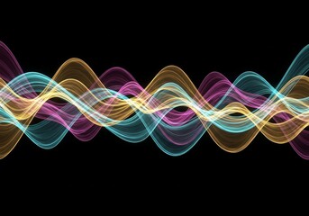 Vibrant Flowing Light Waves Abstract - Symbolizing energy, fluidity, movement, harmony, and technology, this showcases vibrant, flowing light waves in a captivating abstract design