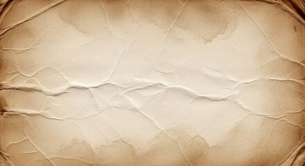 Vintage Paper Texture Background - Highly detailed of a crumpled, aged paper texture with brown edges and a creamy off-white center. Ideal for backgrounds, overlays, and vintage designs