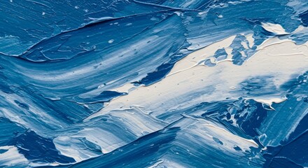Ocean Dream Blue and White Impasto Abstract Painting Texture.