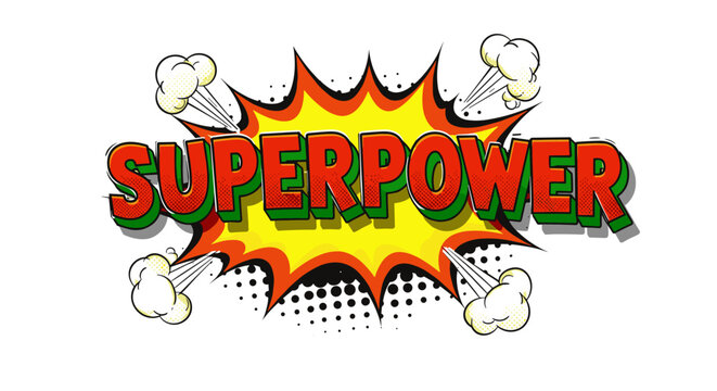 Comic style superpower text vector illustration for graphic design and posters