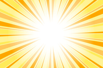 Sunburst Background. Summer Backdrop. Radius Cartoon Pattern Abstract Background. Chrome Yellow Rays Vector Illustration.