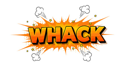 Comic style explosion with "whack" text vector illustration for pop art design