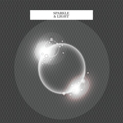 light and white sparkle on transparent background