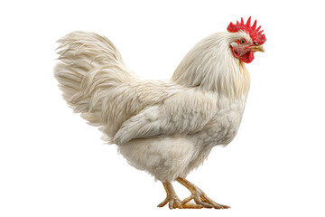 Fototapeta premium PNG Pristine white rooster with red comb on black background