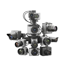 Multiple surveillance cameras assembled together