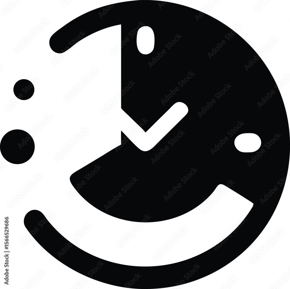 Poster abstract black and white clock face design with checkmark smile vector