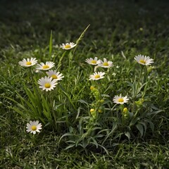 Fototapeta premium white flowers with garden 