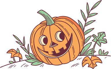 Halloween Pumpkin Illustration for Holiday and Party Designs. High Quality Halloween Pumpkin for Seasonal Creative Projects. Spooky Halloween Pumpkin Artwork for Digital and Print Media