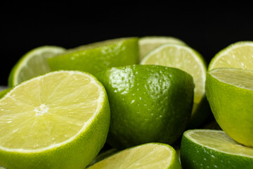 Close-Up of Green Citrus Lime Halves with Juicy Detail