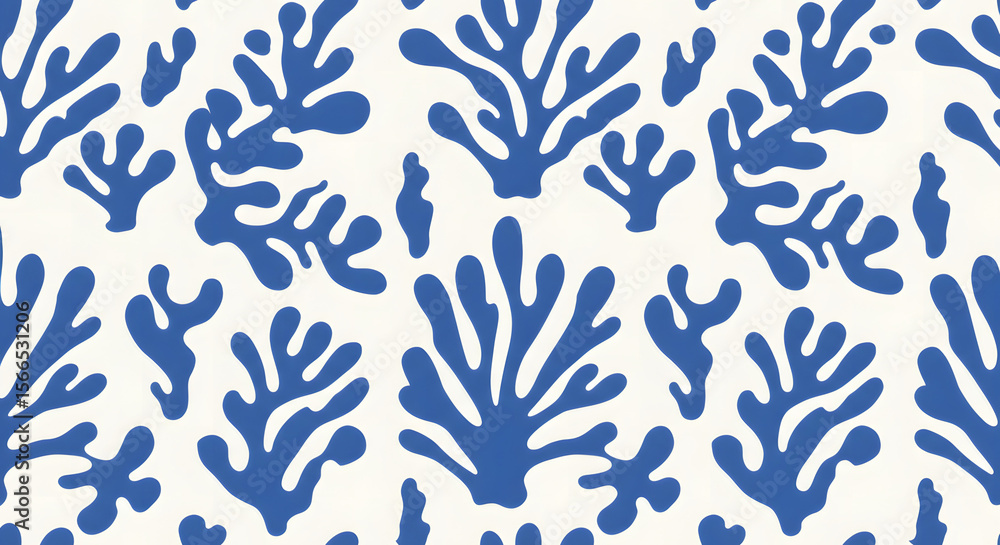 Poster elegant abstract coral pattern: a close-up view of a beautiful pattern of blue coral-like shapes aga