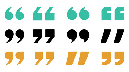 Colorful Quotation Marks Icon Set &ndash; Modern Punctuation Symbols for Editorial and Typography Design