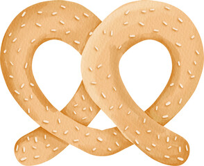 watercolor pretzel