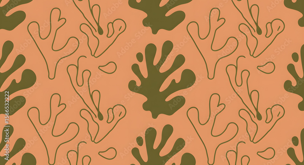Poster abstract foliage pattern: an eye-catching abstract pattern featuring organic shapes and leaf-like fo