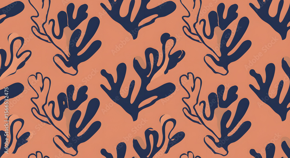 Poster coral-inspired abstract pattern: a captivating display of repeating coral-inspired patterns in vibra