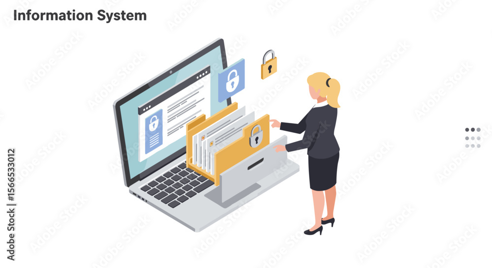 Poster data security concept vector illustration in isometric style for information systems design