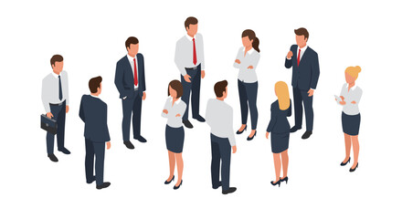 Business team meeting isometric vector illustration for corporate design and communication