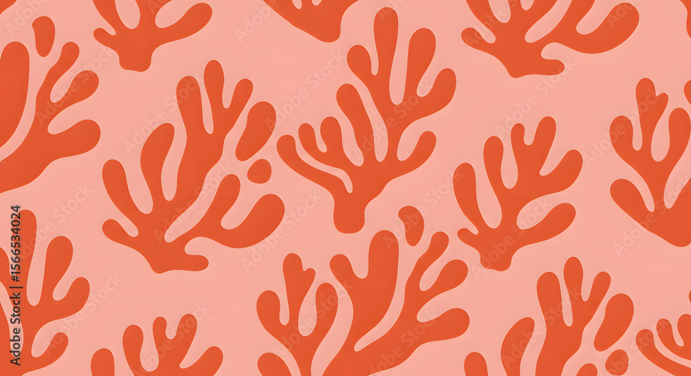 Poster coral reef pattern: a captivating, repetitive pattern showcases a series of coral formations in a st