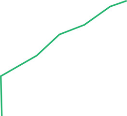 Green line graph showing upward trend and growth on a white background