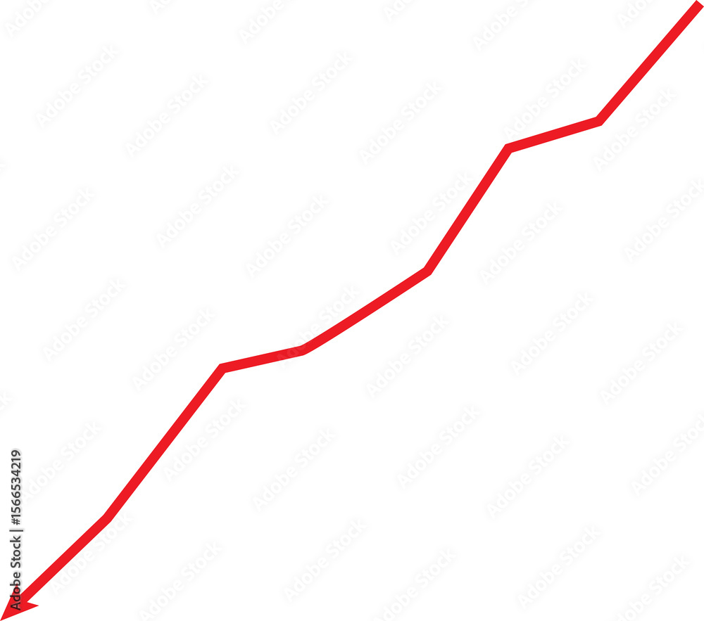 Poster red arrow graph showing upward trend and growth on a white background