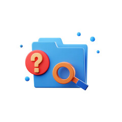 Folder with magnifying glass and question mark.
