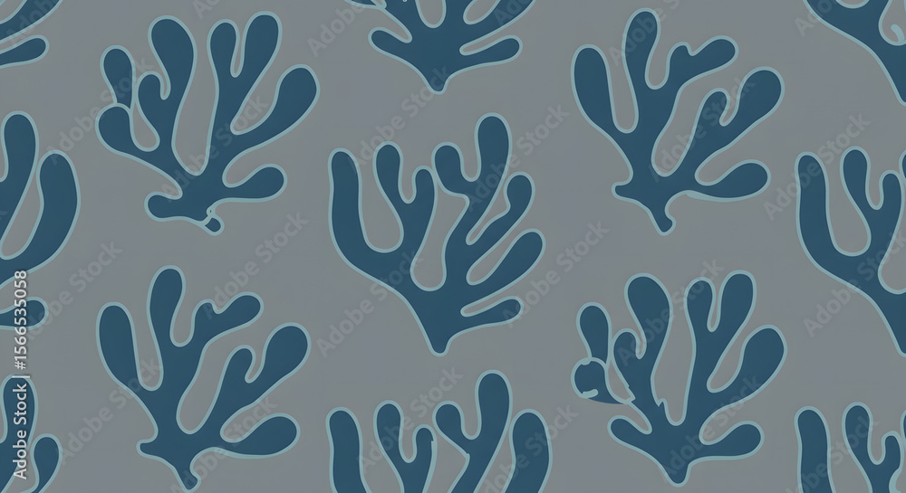 Poster ocean pattern: a captivating seamless pattern featuring abstract coral motifs in a soothing gradient