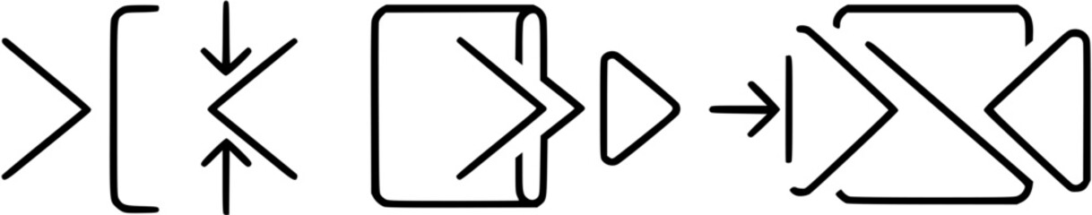 Obraz premium Full screen vector black icons. Set of full screen and exit full screen icon. Arrow mark icons. Scalability icons in flat style for web site, UI, mobile app. Vector illustration