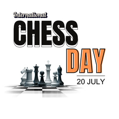 Simple and eye-catching flat design showing a chess board with full set of pieces. Great for educational or celebratory content on International Chess Day.
