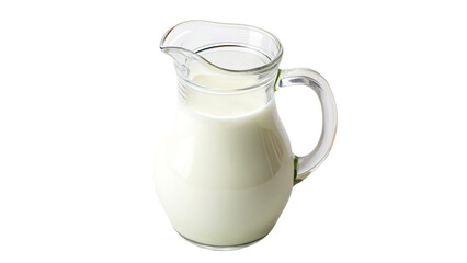 Glass Pitcher Filled with Fresh Milk Isolated On a transparent background