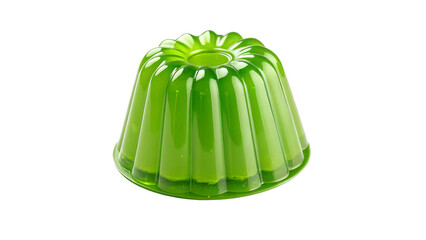 Green Gelatin Dessert in a Molded Circular Shape on transparent background