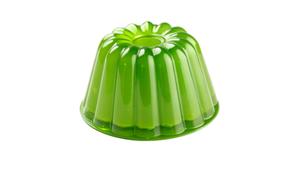 Green Gelatin Dessert in a Molded Circular Shape on transparent background