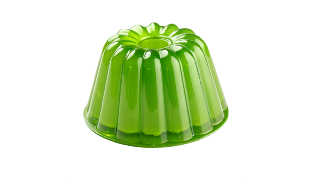 Green Gelatin Dessert in a Molded Circular Shape on transparent background