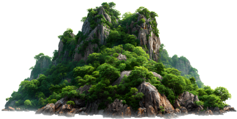  mountain with green vegetation on a transparent background 