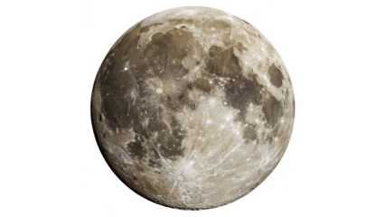 High-Resolution Closeup of Earth's Moon Displaying Its Detailed Lunar Surface on transparent background