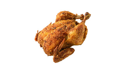 Golden Brown Whole Roasted Chicken with Crispy Skin On a transparent background