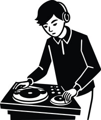 dj with vinyl record