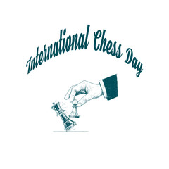 Dynamic EPS vector of a chessboard setup with International Chess Day wording. Combines game aesthetics with clean design perfect for campaigns and blogs.

