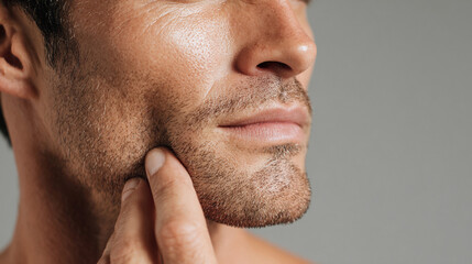 Close-up of Man's Face: Skincare, Beard, and Facial Hair