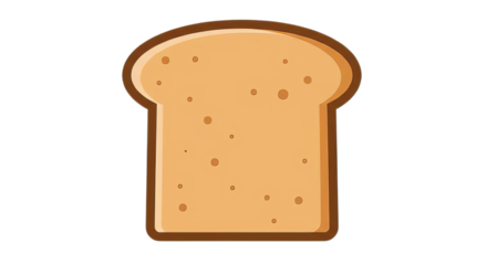 Illustration of a slice of bread with a brown crust on a black background in cartoon style